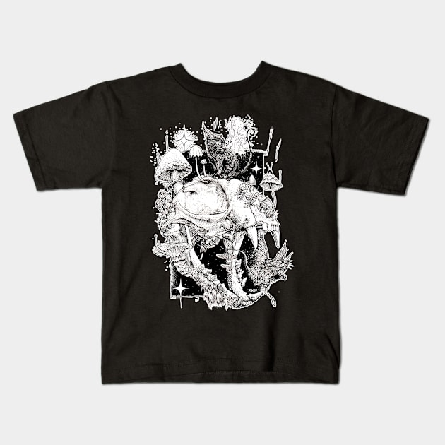 Cat Skull Kids T-Shirt by DAKOS